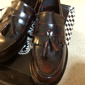 Ikon UK Original Selecta unisex leather tassel loafers in oxblood EU size 41